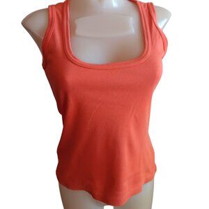 Women's S/M Single Stitch Vintage Orange Sleeveless Scoop Neck Tank Top 1960's
